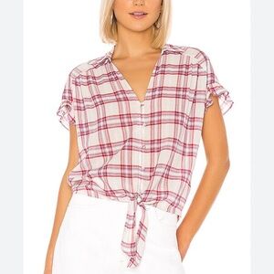 Paige Kieran Tie Front Plaid Blouse XS
